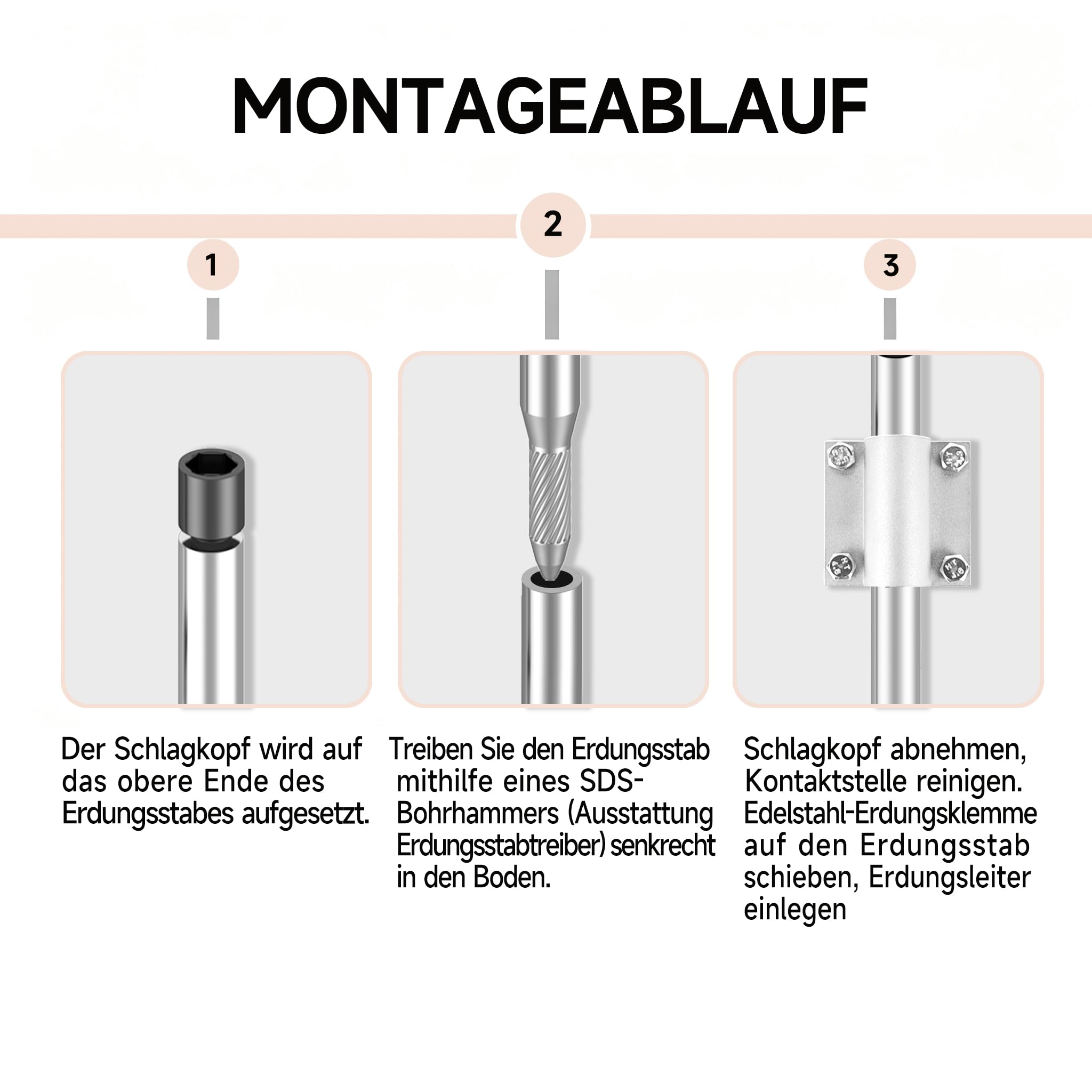 TovxTuke Tiefenerder V4A Edelstahl Set 3M Ø20 inkl. Schlagkopf & Klemme
