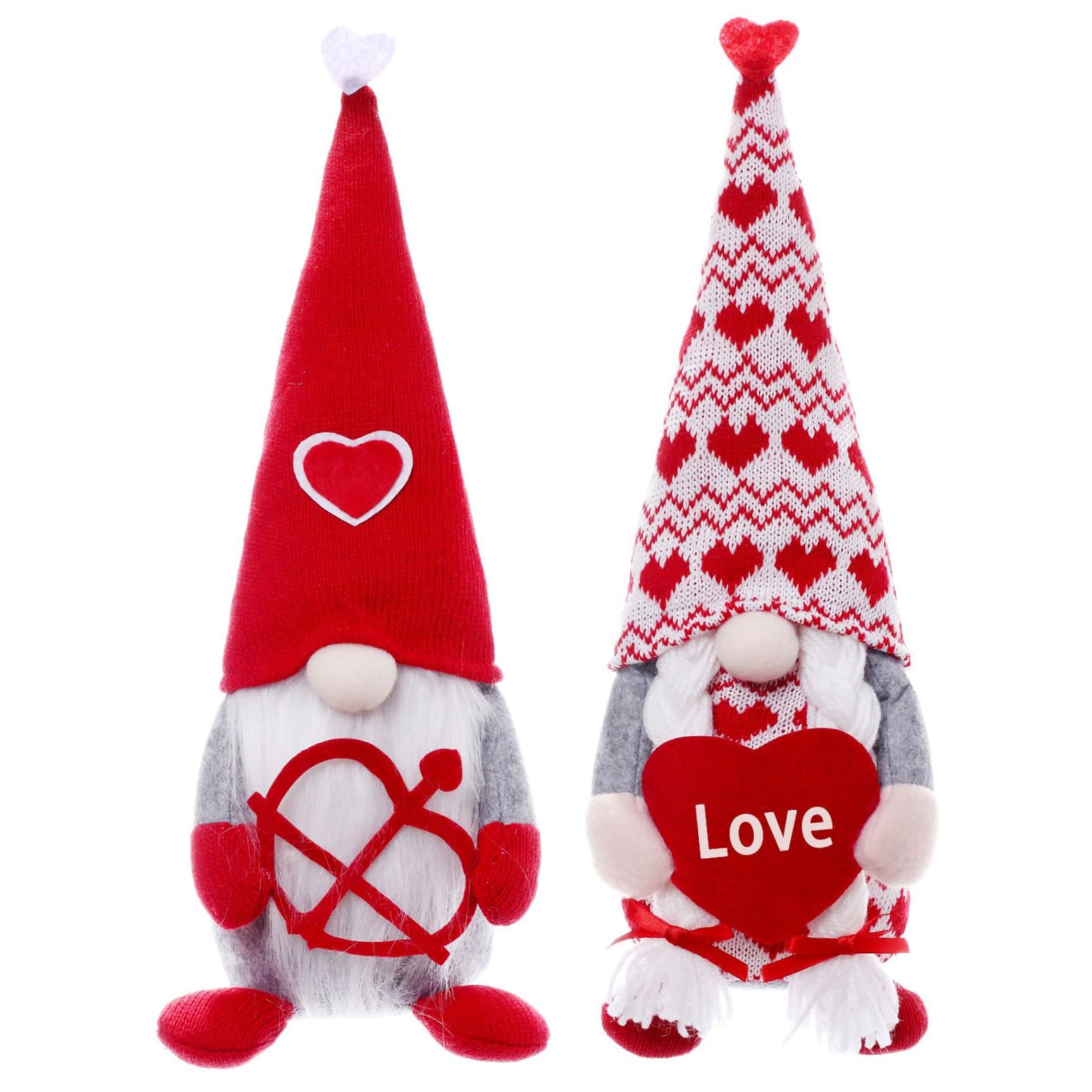 Nains en peluche Saint-Valentin (lot de 2) - Décoration de table romantique