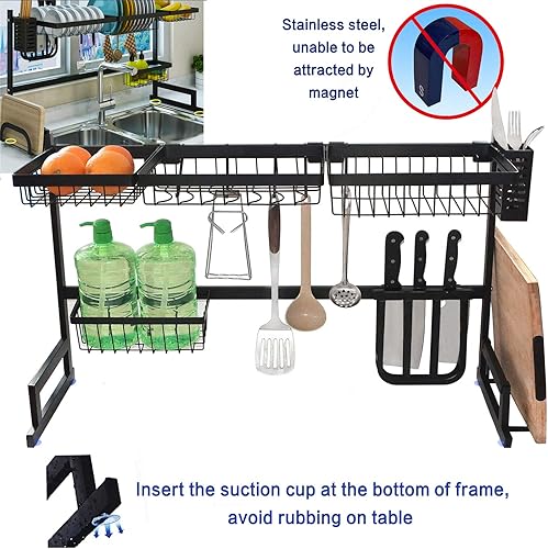 HTTMT - Estante de secado de platos sobre el fregadero de acero inoxidable para cubiertos de cocina 33.5 in [P/N: ET-DISHRACK002] disponible en Yaxa Colombia