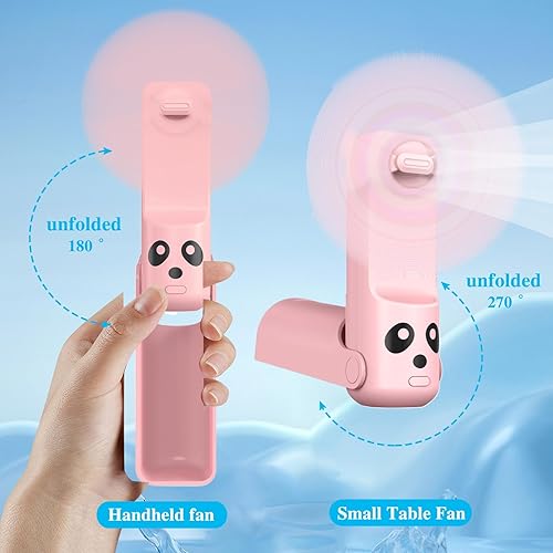 Miniatura 4 de Mini ventilador de mano recargable, ventiladores de bolsillo portátiles 3 en 1 con batería y linterna integradas, ventilador de refrigeración