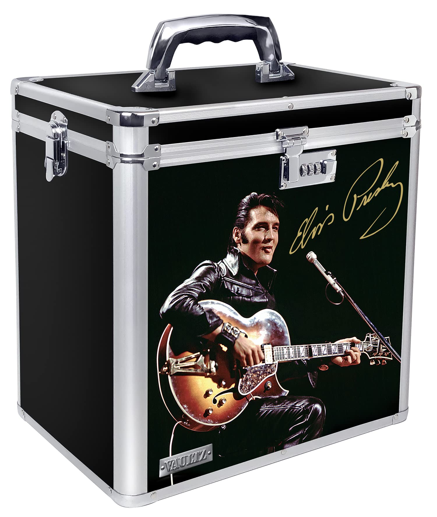 Photo 1 of Vaultz Vinyl Record Storage Box - Locking 50 Album Holder & Organizer - Great Alternative to Flimsy LP Crate - 14.4 x 13.4 x 9.6 Inches - Elvis