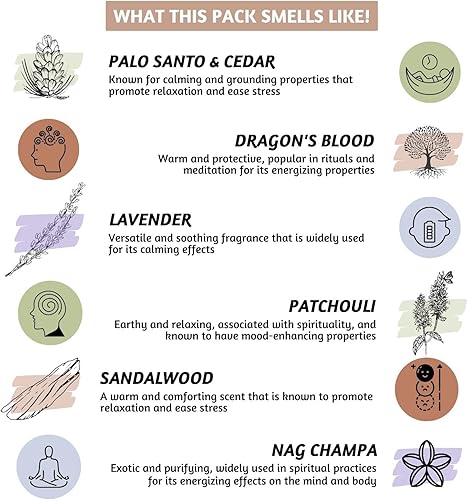 Miniatura 4 de Folkulture Conos de incienso de reflujo para cascada, juego de 6 conos de incienso en cascada perfumados  Sangre de dragón de lavanda Palo Santo y