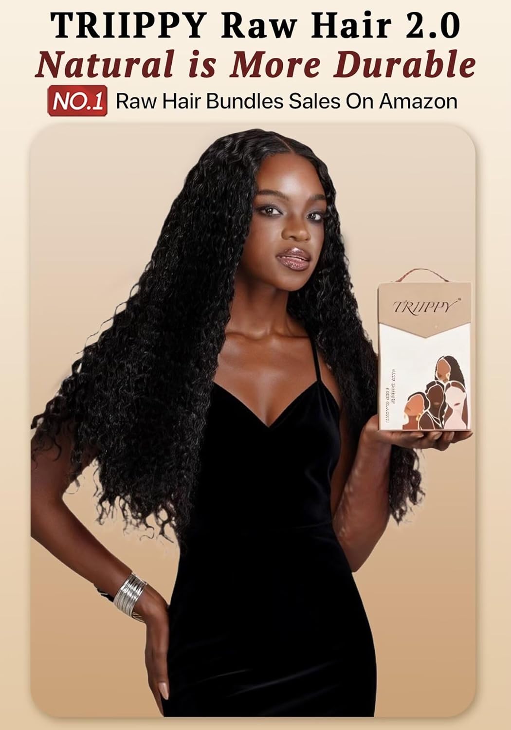 TRIIPPY Raw Sea Wavy Bundles Human Hair,100% Cambodian Raw Hair Sew in Weave Double Drawn 3 Bundles,3X Lasting And Durable Over Virgin Hair Bundles,No.1 Raw Hair Brand On Amazon(22 22 22 Inches)