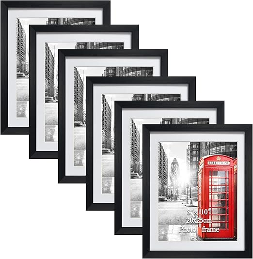 8x10 Picture Frame Black Photo Frames Set with Mat for Wall or Tabletop