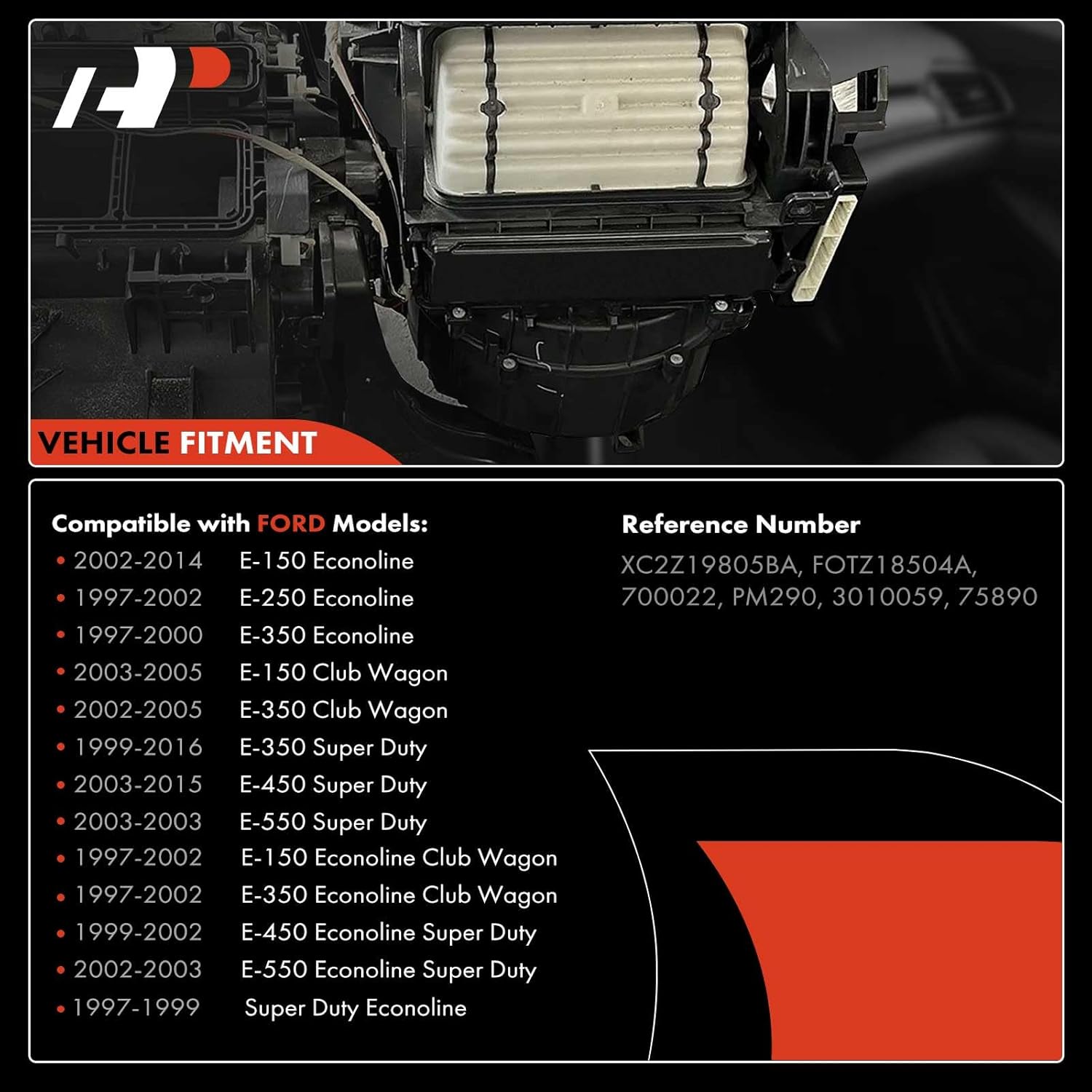A-Premium Front HVAC Heater Blower Motor Compatible with Ford E-350 Econoline, E-150, E-250 Econoline, E-150 E-350 Club Wagon, E-350 E-450 E-550 Super Duty, with Fan Cage