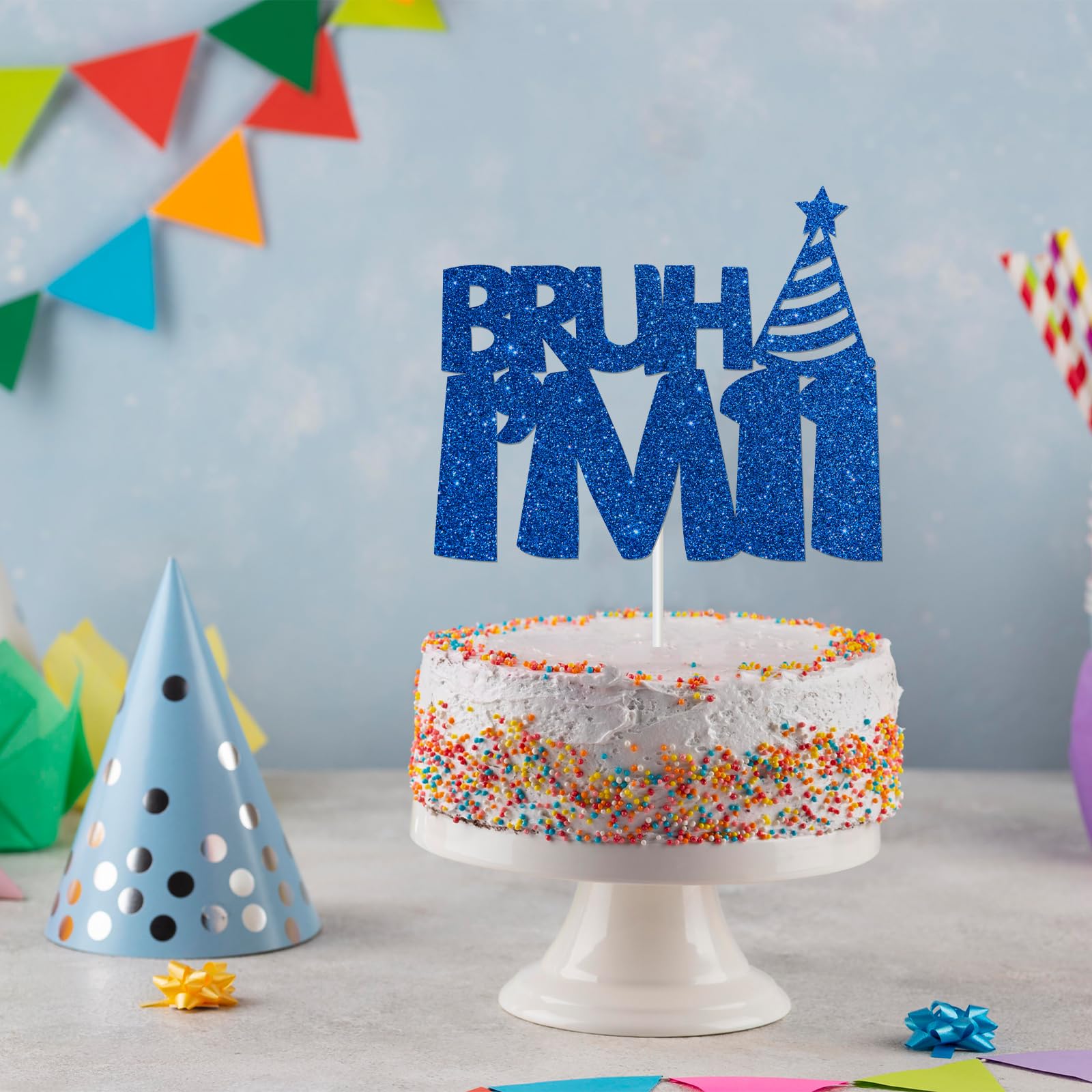 „Bruh I‘m 11“ Cake Topper – Blauer Glitzer, Für 11. Geburtstagskuchen, Ca. 10,7 Cm Hoch