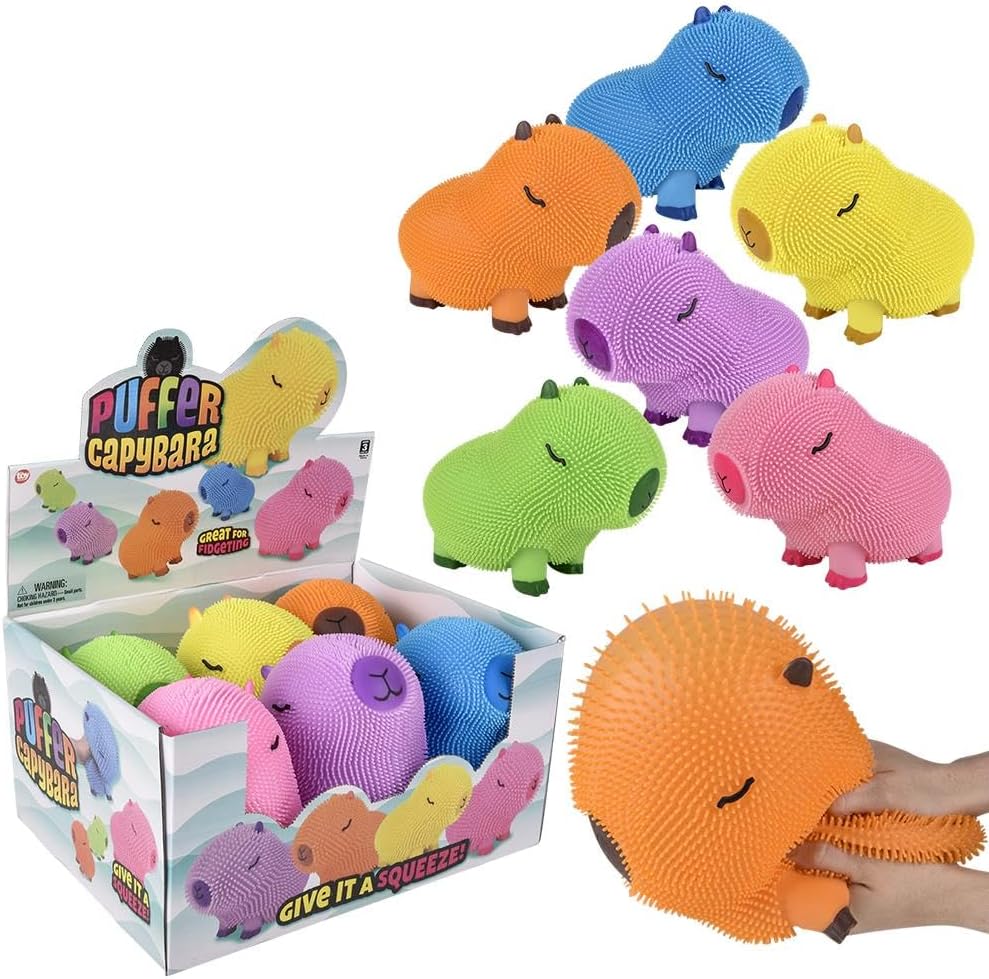 Rhode Island Novelty 9" Capybara Puffer-Assorted Colors (1 Per Order, Style May Vary)