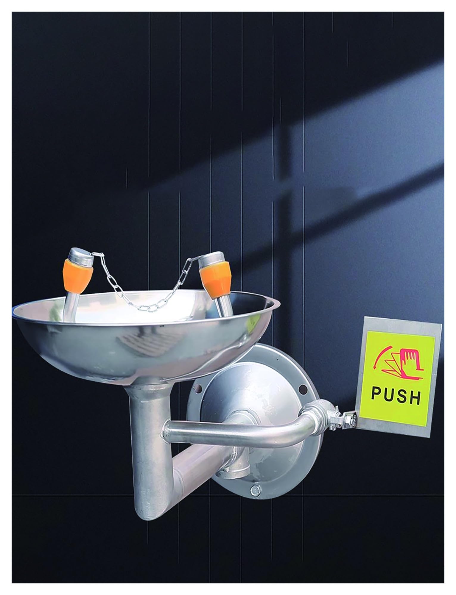 Station de lavage oculaire d'urgence et lave-yeux mural avec grande cuvette