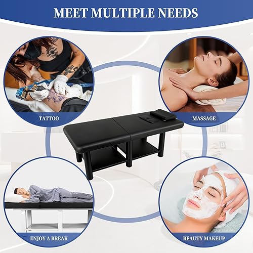 Miniatura 8 de Folding Stationary Physical Therapy Table, Massage Bed with Open-Chest, Height Adjustable Massage Bed with Backrest, Physical Therapy Table for