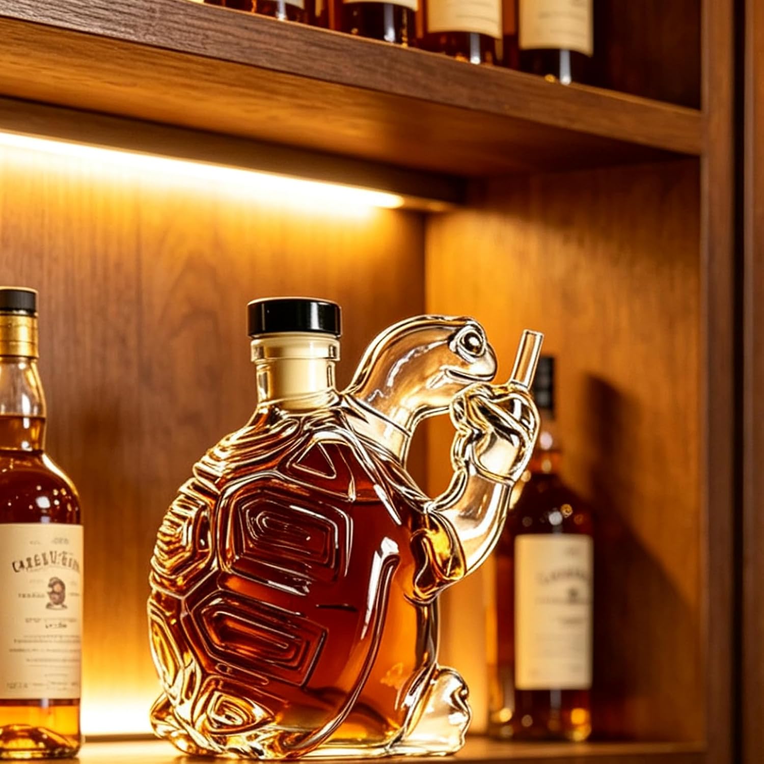 New Adorable Turtle - Shaped Whiskey Decanter, Premium Glass Wine Bottle for Whiskey Lovers, Home Bar Decor & Gift