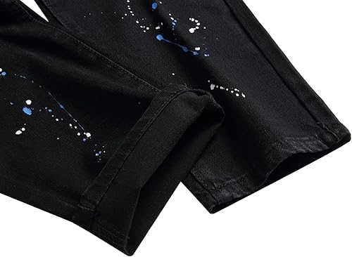 Miniatura 9 de Qimyum - Pantalones rajados de mezclilla para hombre, corte entallado, pierna recta