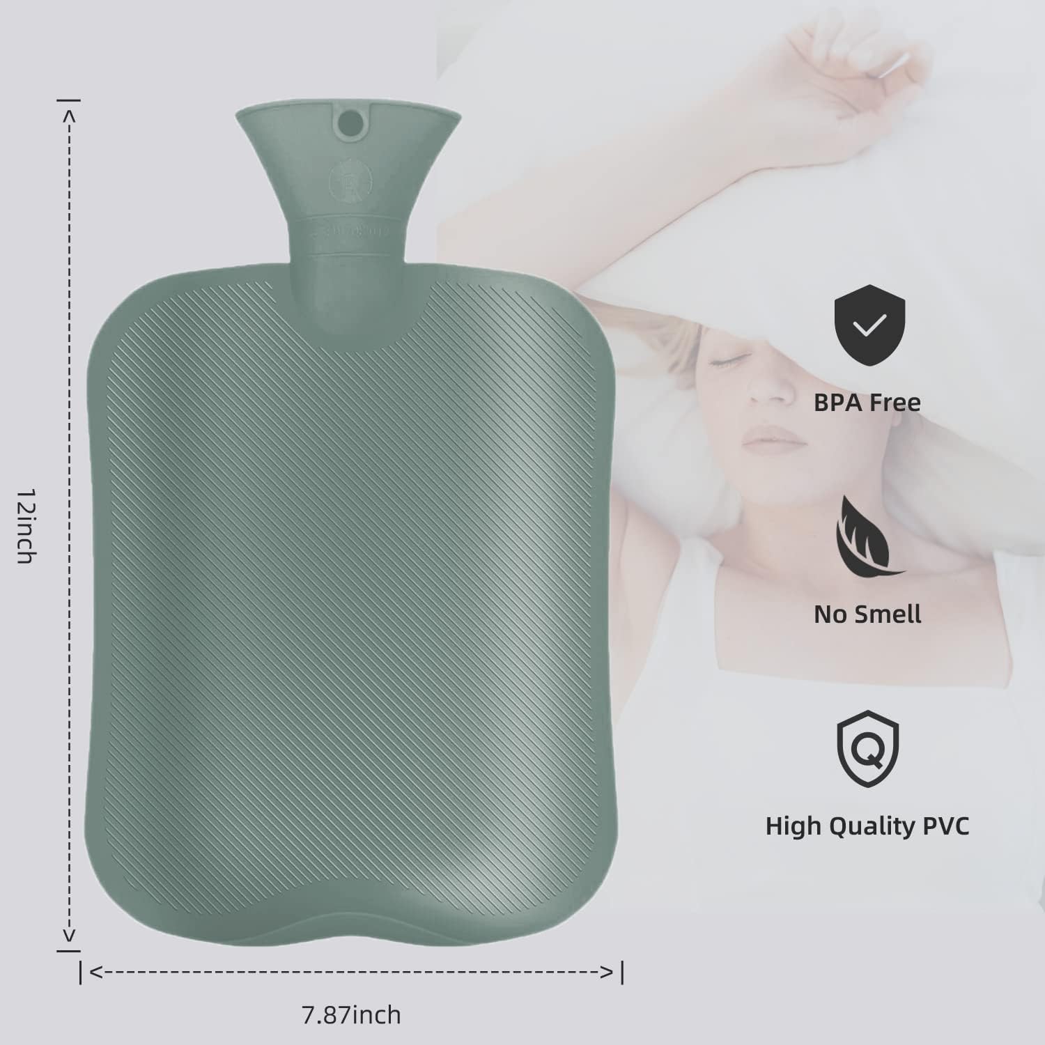 Hot Water Bottle with Classic Striped Cover, 2L Hot Water Bag for Menstrual Cramps, Neck and Shoulder Pain Relief, Hot and Cold Therapies, Hand Feet Warmer