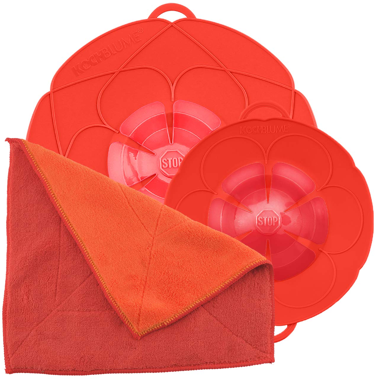 Kochblume Set Antidebordo In Silicone Per Pentole Ø14-24 Cm + Panno Microfibra – Protezione Cottura (Antracite)
