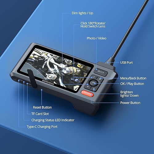 Miniatura 9 de Cámara de inspección de alcantarillado de 50 pies, cámara endoscopio de doble lente DEPSTECH 1080P con luces, boroscopio de pantalla IPS de 5