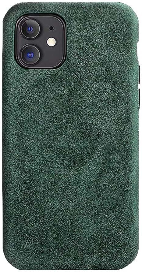 Coque iPhone 11 Alcantara verte pour éviter les rayures écran et caméra