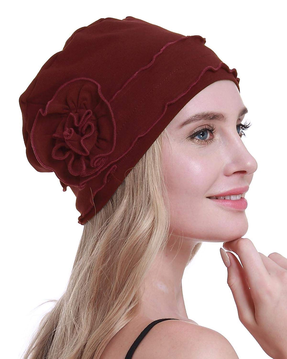 Osvyo Women's Cotton Rust Red Chemo Headwear Turban Cap For - Cancer Beanie Hair Loss Sealed Packaging Rust Red