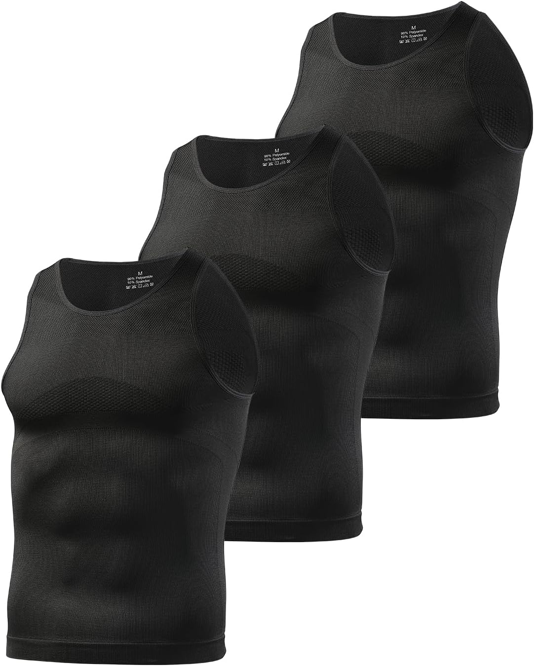 Casey Kevin 3 Pack Men's Gynecomastia Compression Shirt Slimming Shapewear Tummy for Men Sleeveless Workout Tank Top