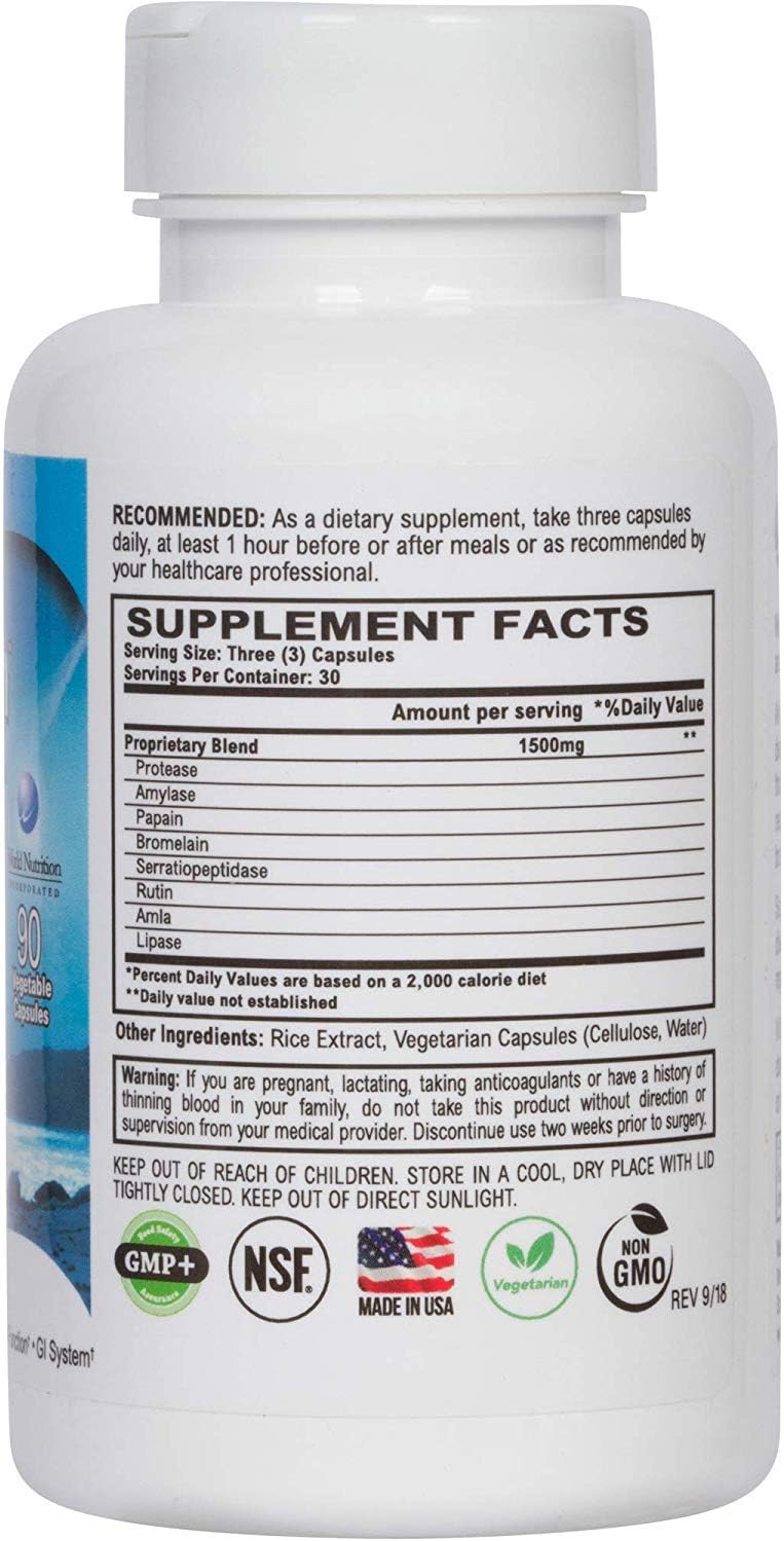 Digestive Enzymes for Gut Health | Proteolytic Systemic Multi Enzymes with Serrapeptase for Women and Men | Helps Increase Blood Flow and Maintain Digestive Health (90 Capsules) - Image 2
