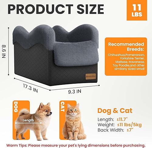 Miniatura 2 de Asiento portátil para perro pequeño para automóvil, consola central de lujo, asiento de coche para perro con correas de seguridad, asiento de viaje