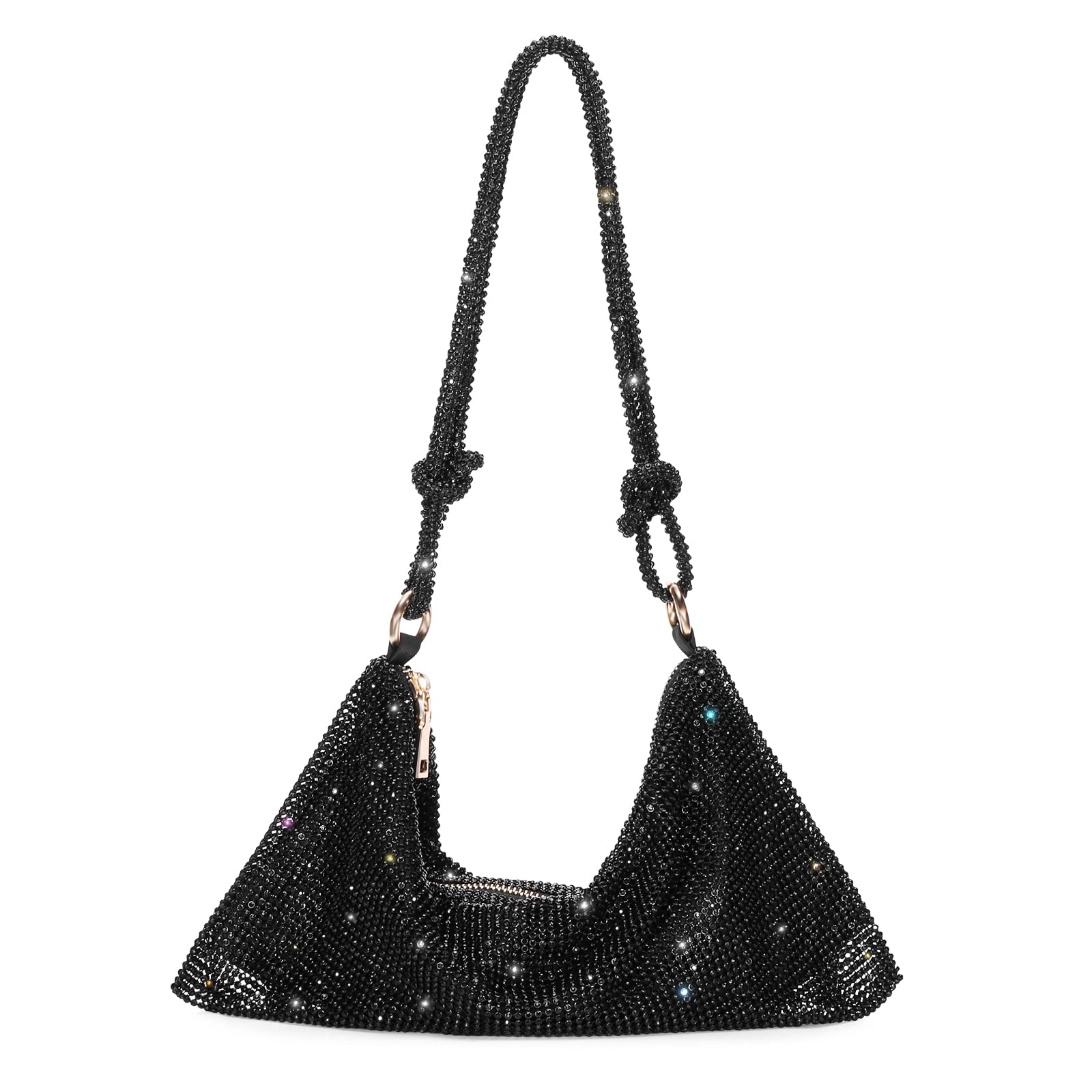 Rhinestone Purses for Women Chic Sparkly Evening Handbag Bling Hobo Bag Shiny Silver Clutch Purse for Party