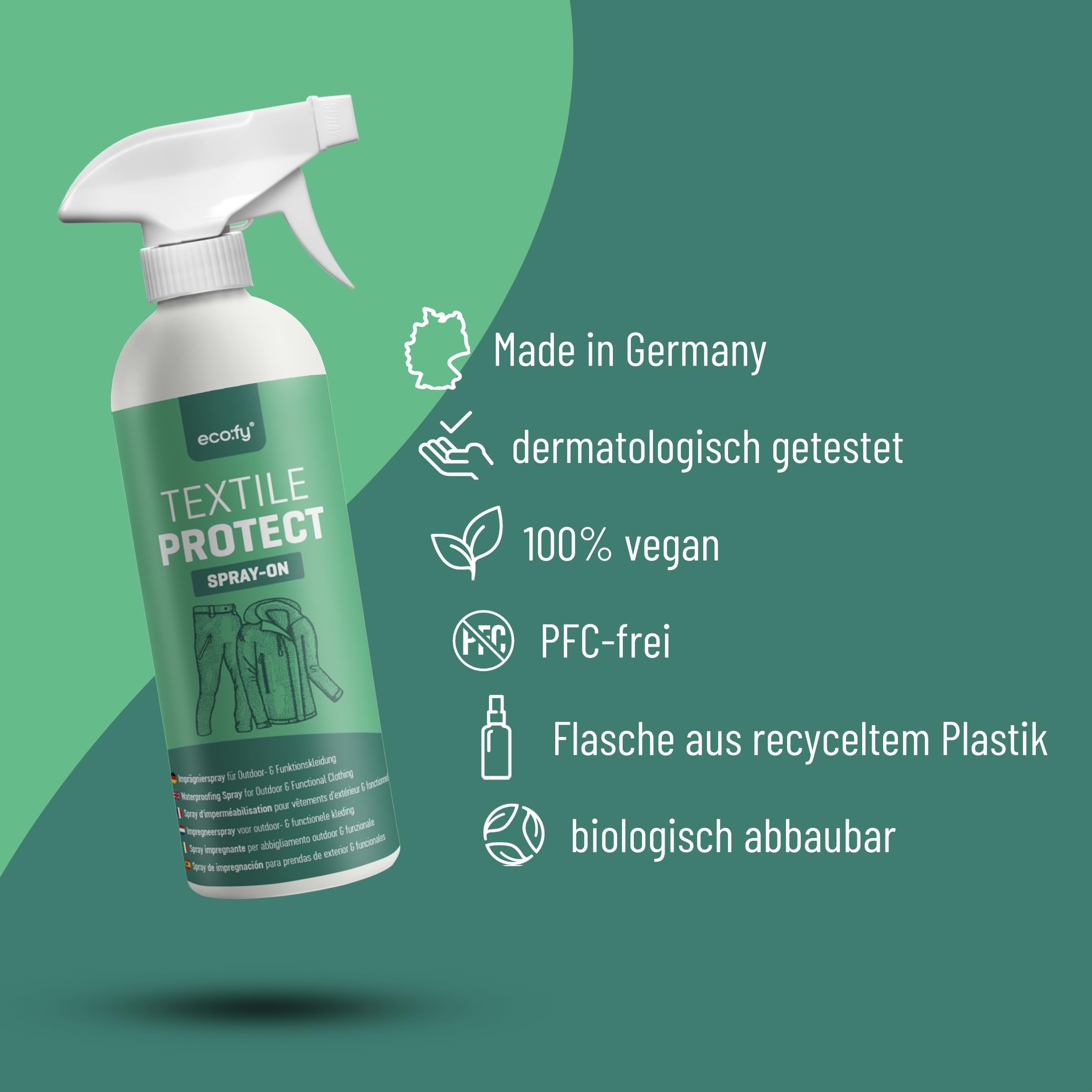 Textil Imprägnierspray Jacke, Imprägnierung Regenjacke, Skibekleidung Goretex Imprägnierspray Wildleder, PFC-frei, Schutz gegen Nässe Schmutz (500 ml)