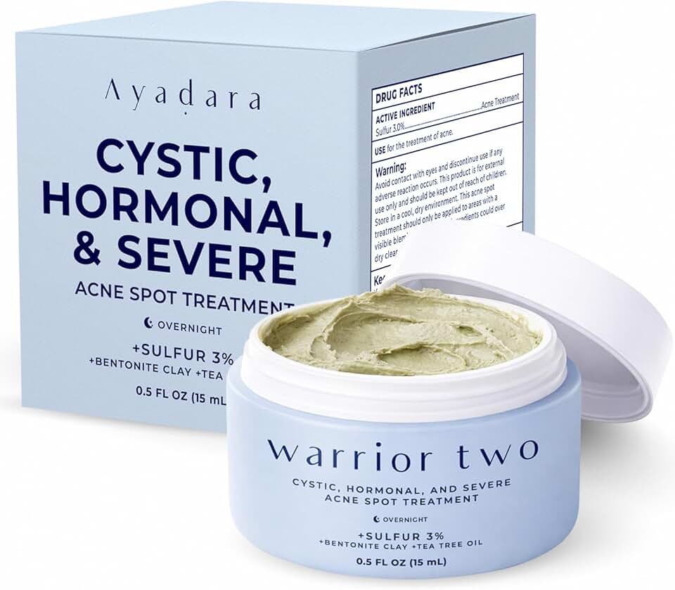 Cystic Acne Spot Cream Overnight Hormonal Acne-Prone Skin for Face & Body Sulfur Cream for Women Men & Teens Effective for Stubbor