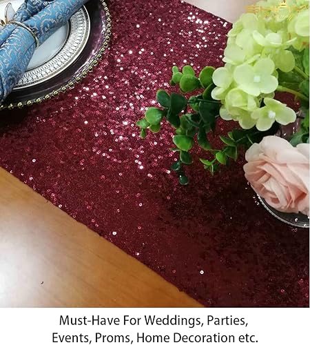 Vista 132 de Camino de mesa de lentejuelas doradas, 12 x 72 pulgadas, paquete de 15 caminos de mesa de boda con purpurina, camino de mesa dorado brillante