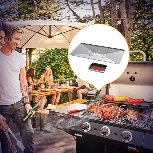 Miniatura 7 de Geesta Juego de bandejas de grasa para parrilla, piezas de repuesto de parrilla de acero inoxidable, bandejas de goteo ajustables de 27 a 30