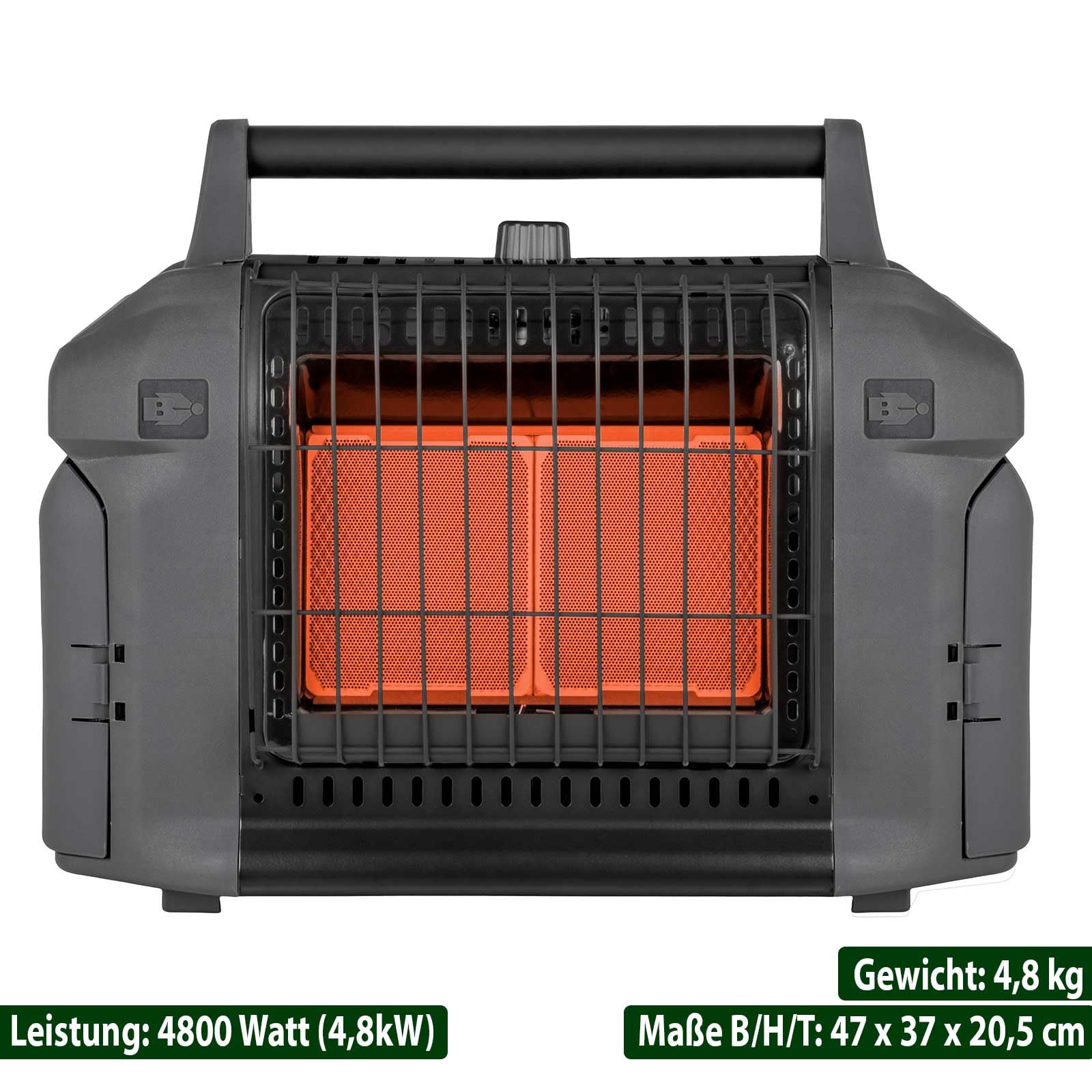 BRUNNER Devil Megaheater Gasheizer XL Leistungsstarke Gasheizstrahler 4,8kW | Leistungsstarker Gasheizstrahler XL 4,8kW. Camping-Gasheizung Zelt-Heizung Innenräume Vorzelt - Gaskartusche o. Gasflasche.