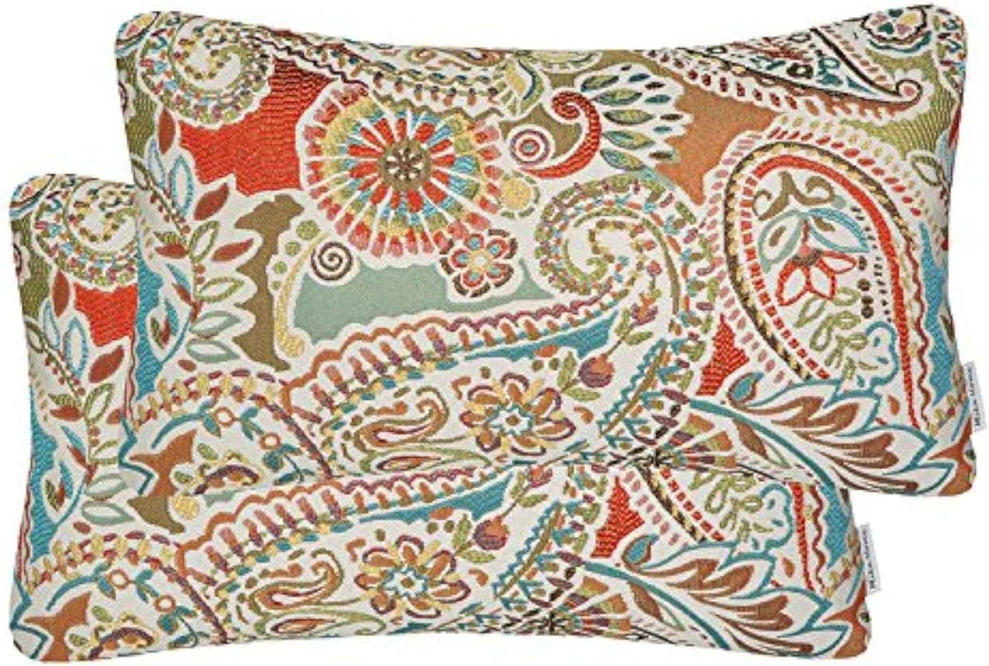 Mika Home Pack of 2 Paisley Pattern Pillow Covers 12x20 Inches Red