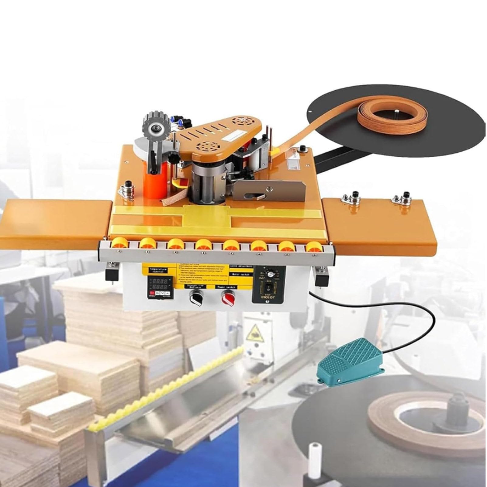 Hydravex Edge Bander Banding Machine, Automatic Tape Breaking Portable Edge Banding Machine Curve Straight Edge Bander with Microcomputer Intelligent Temperature Control