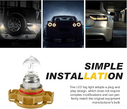 2 PCS PSX24W Fog Light Bulbs, High Brightness Quartz Glass Daytime Running Indicator Lamps, Low Power Halogen Carlight Bulb, Universal for Most Cars (White)