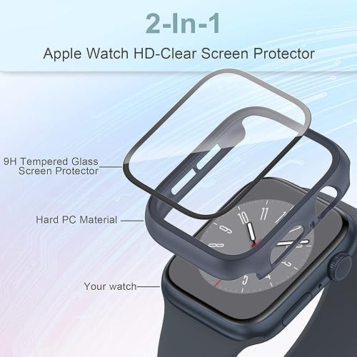 Miniatura 3 de Paquete de 3 Funda para Apple Watch Series 321 de 1.496 pulgadas con protector de pantalla de vidrio templado, parachoques protector de