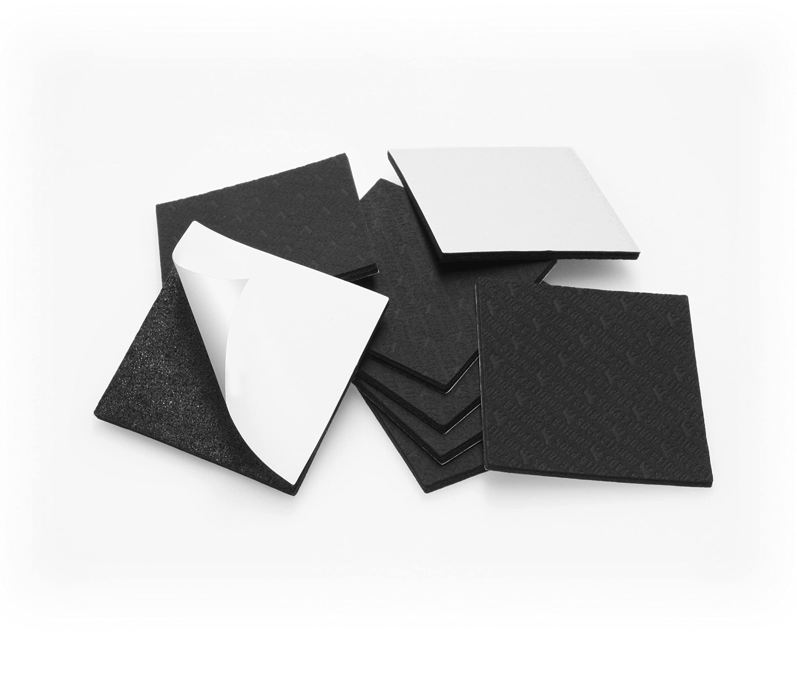 Slipstick GorillaPads CB155-8 - Almohadillas antideslizantes para muebles (juego de 8) tapones de goma autoadhesivos cuadrados de 3 pulgadas para patas de muebles, negro, CB155-8