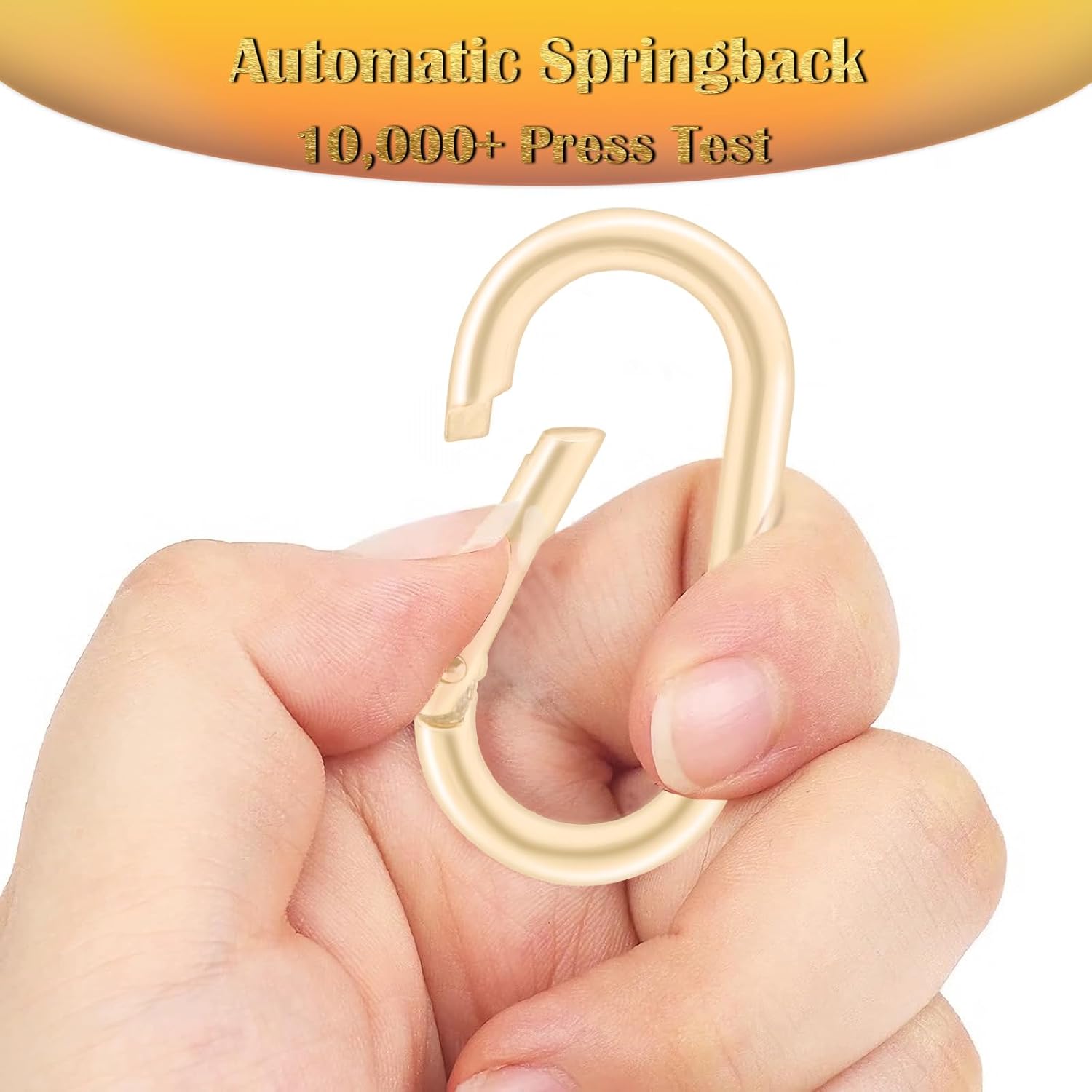 4 Pack Light Gold Spring Oval Ring Clip, BENACES Zinc Alloy Spring Key Ring Hook Snap, 1.97 inch O-Ring Mini Metal Keychain Purse Carabiner Clips, for Keys Purse Bag Pet Leash, DIY Projects - Image 6