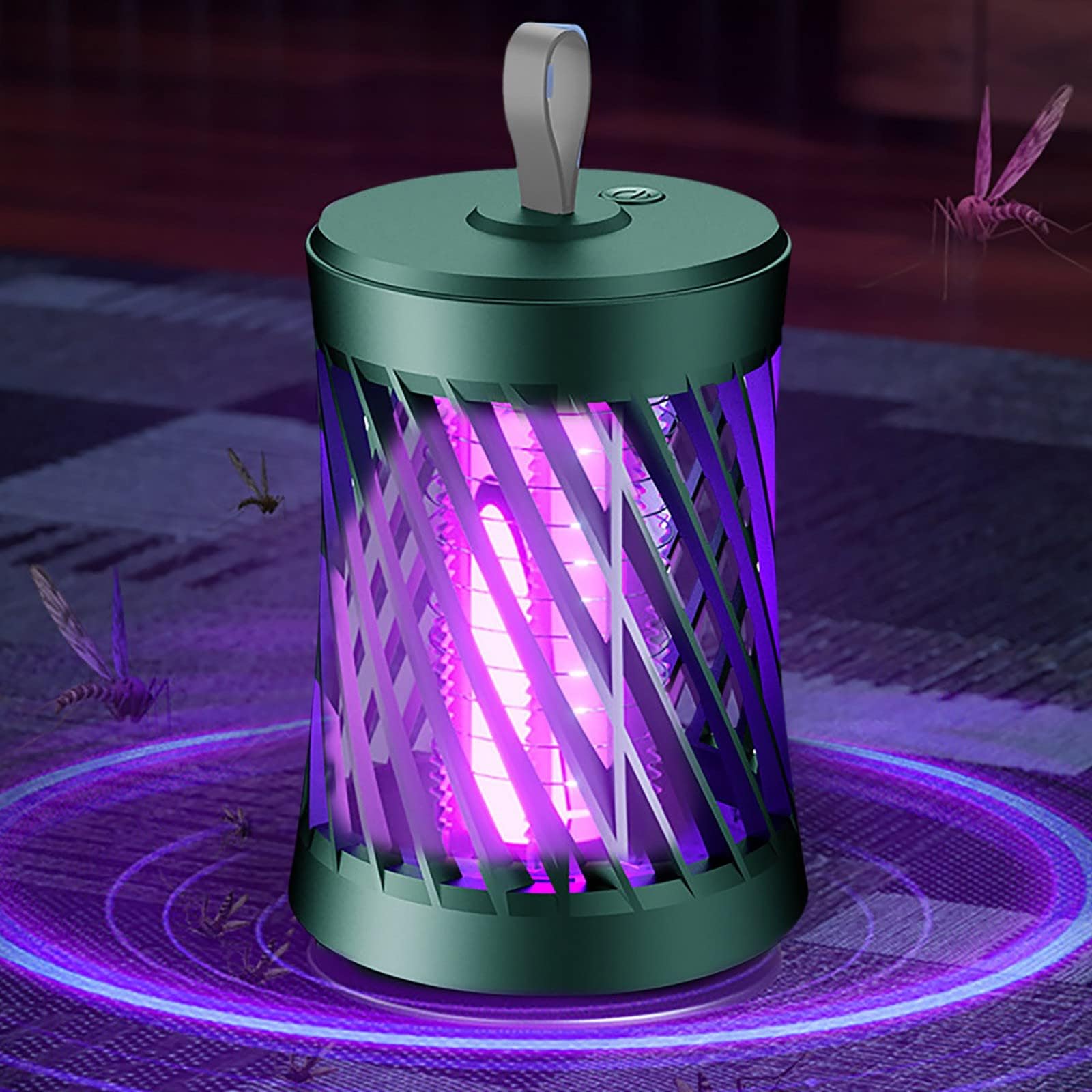 DIALFAUSB Rechargeable Outdoor & Indoor Insect Killer, Mosquitoes Killer Bulb Fly Trap, Electric Mosquito Zapper Fly Traps for Backyard Patio, Mosquito Zapper with LED Light (Green)