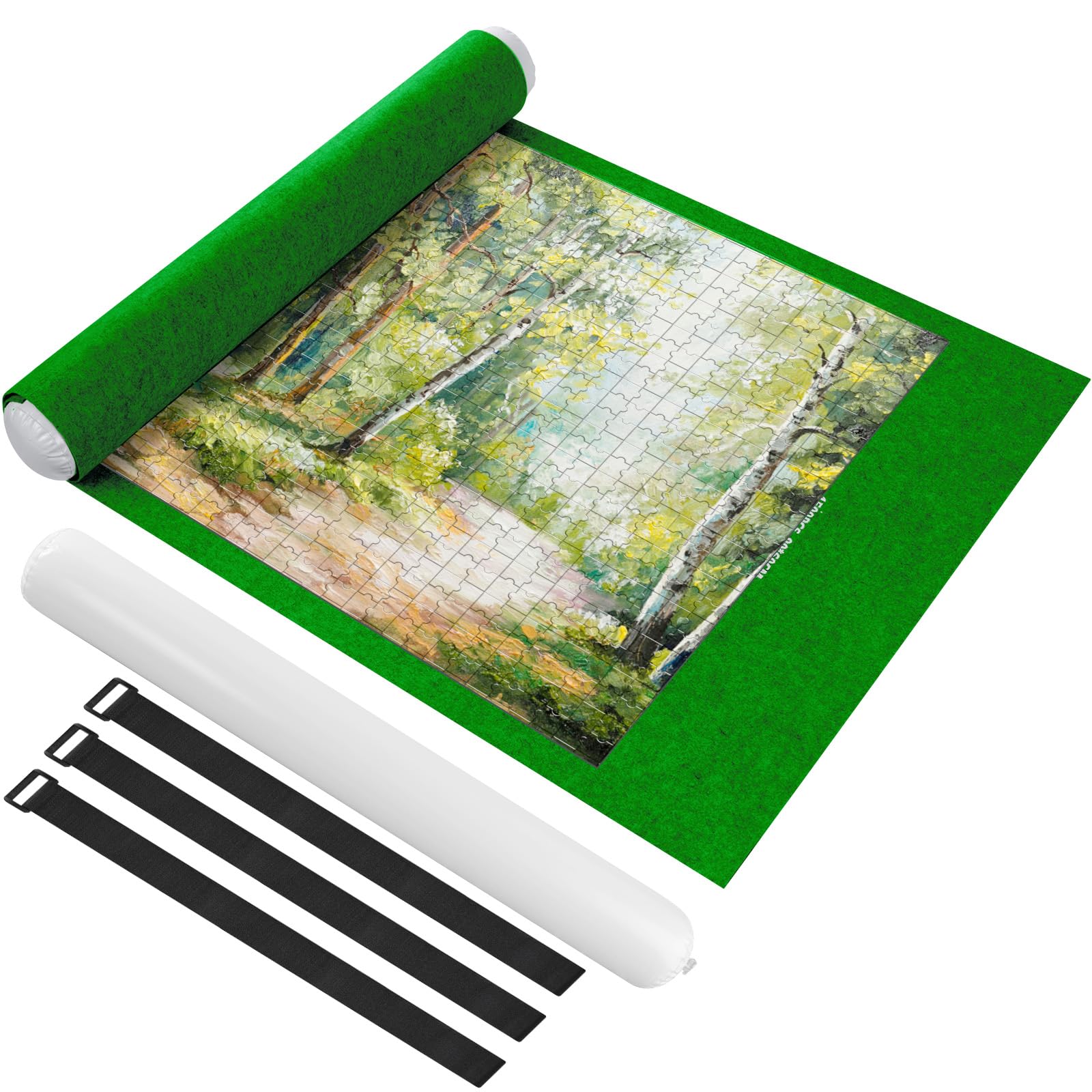 Ainiv Puzzle Roll Jigsaw Felt Mat - Portable Storage for up to 1500Pcs With Auxiliary Lines - Foldable Saver Pad for Children and Adults
