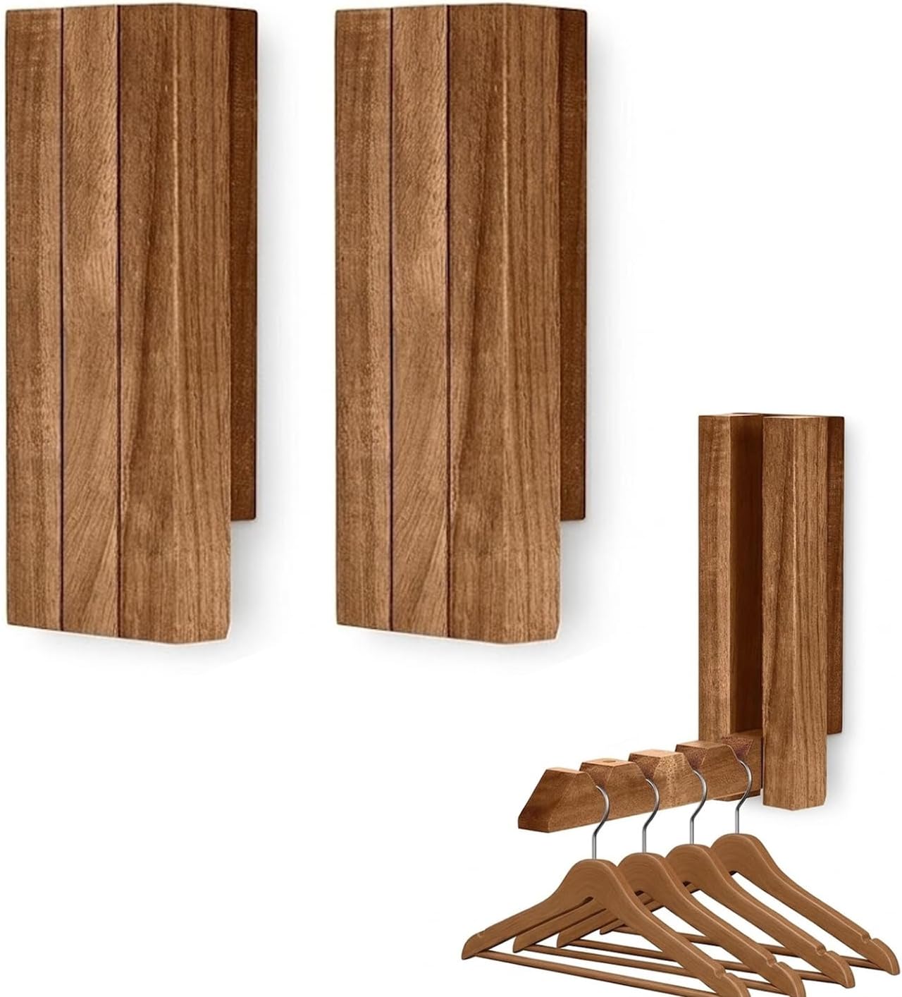 2 Pack Wall Mounted Drying Rack, Wooden Foldable Clothes Drying Rack for Bathroom, Laundry Room, and Closet, Space Saving Organizer