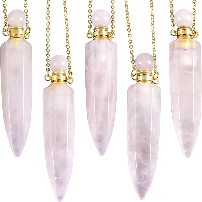 Nupuyai Difusor de Aromas Colgante de Cuarzo Rosa con Cadena miniatura 5