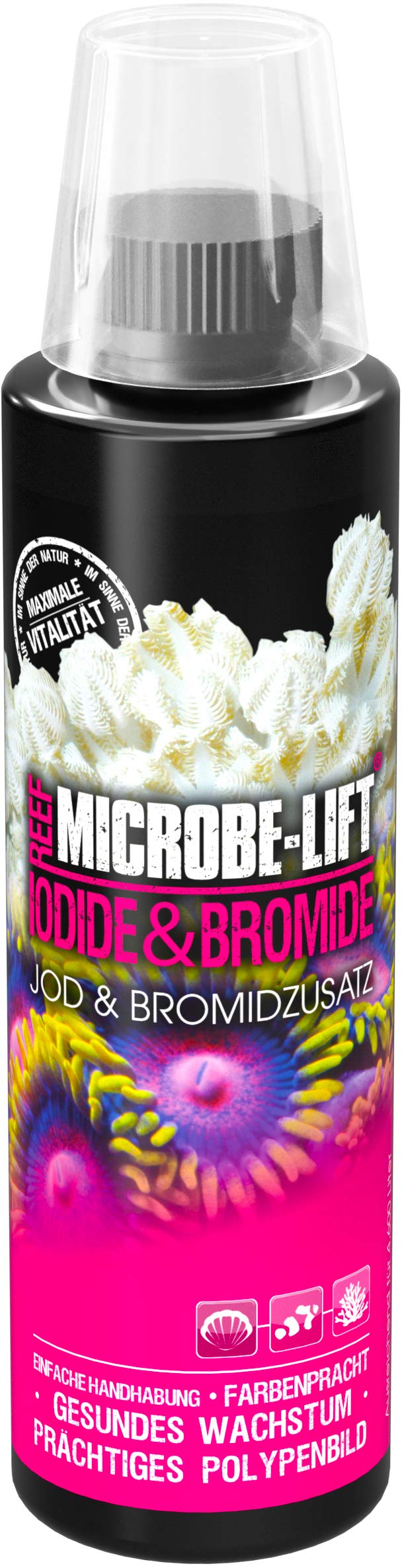MICROBE-LIFT Yoduro & Bromuro - 236 ml - Aditivo de YODO y bromuro, Mejora la vitalidad y los Colores de los corales, favorece la Salud de los acuarios Marinos.
