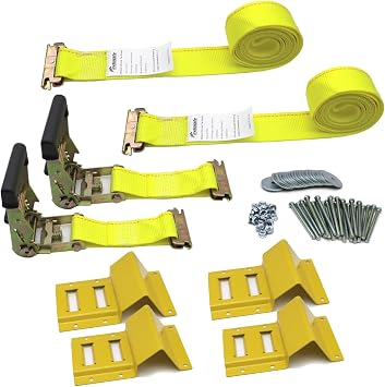Wheel Chock Tie Down Kit Trailer Tire Straps System for ATV, UTV, Lawn Mower and More