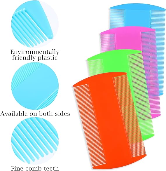 4PCS Head Lice Comb Double Sided Fine Tooth Comb Scalp Psoriasis Remover Flea Combs, Scalp Combs for Dandruff Removal, For Adults and Children(4colors)