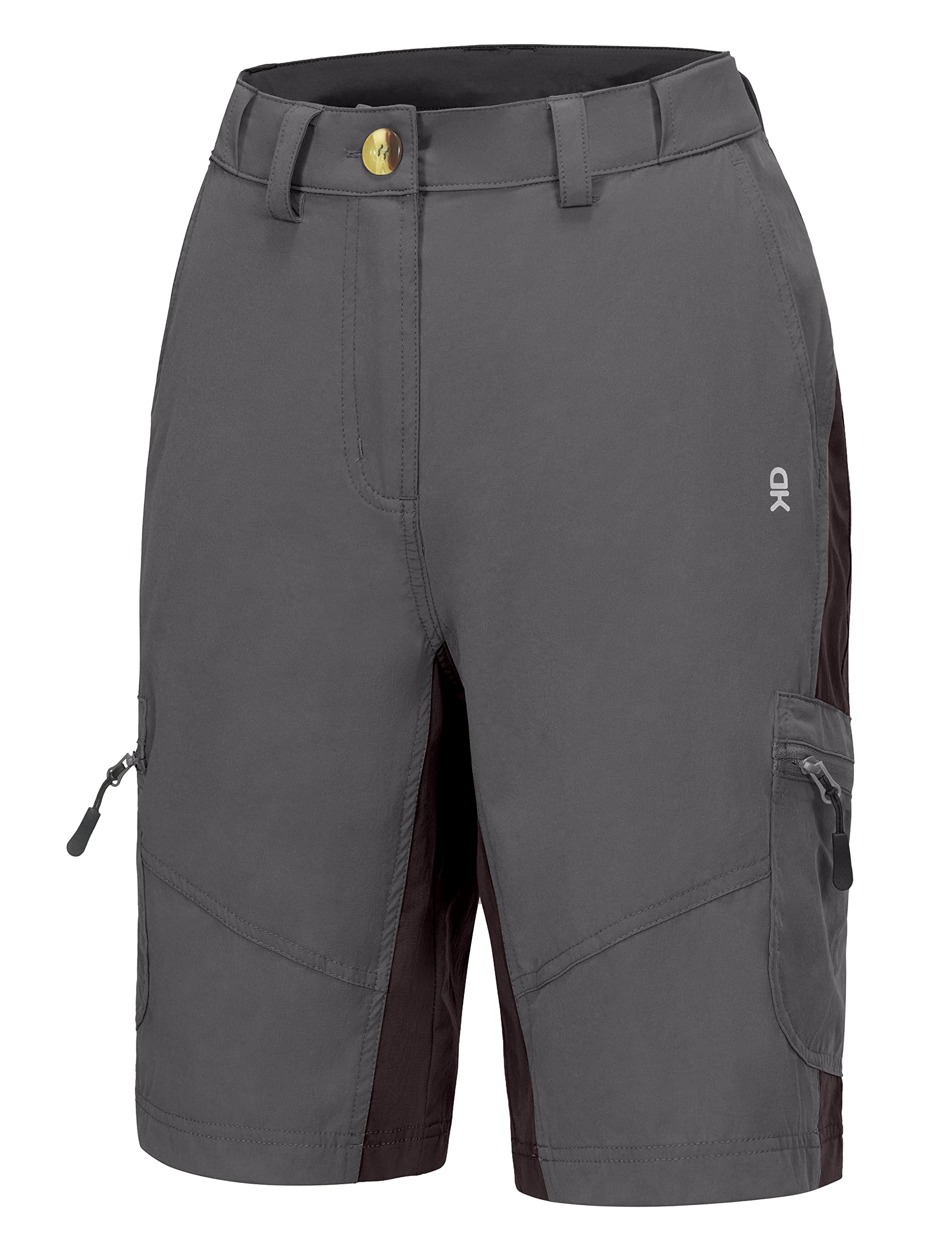 Little Donkey Andy Women's Lightweight Quick Dry Hiking Shorts Golf Shorts Zippered Pockets Gray XS