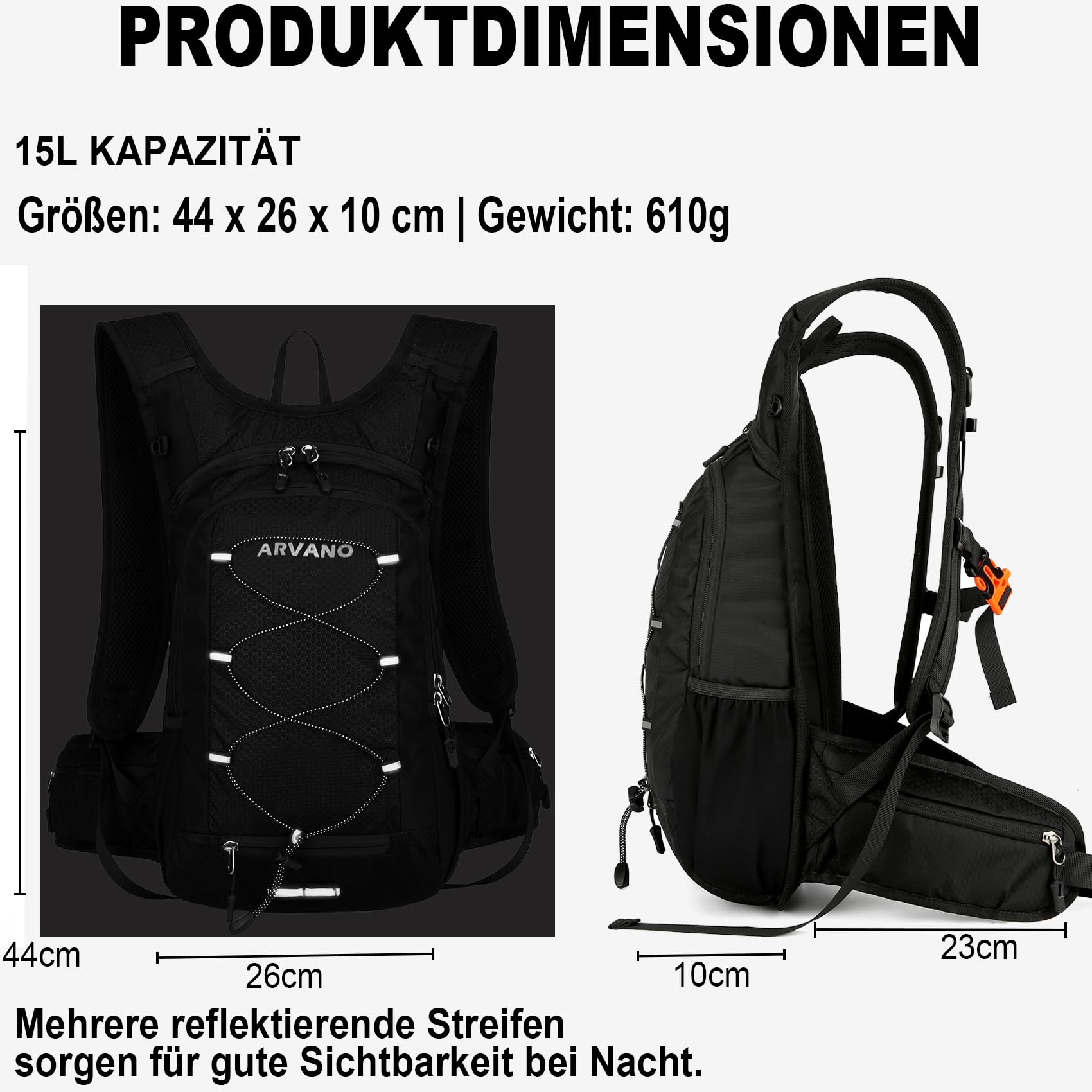 Trinkrucksack Fahrradrucksack mit Trinkblase 2l für Damen & Herren, Leicht Laufrucksack Wasserrucksack 15L MTB Fahrrad Rucksack Klein Wanderrucksack Skirucksack