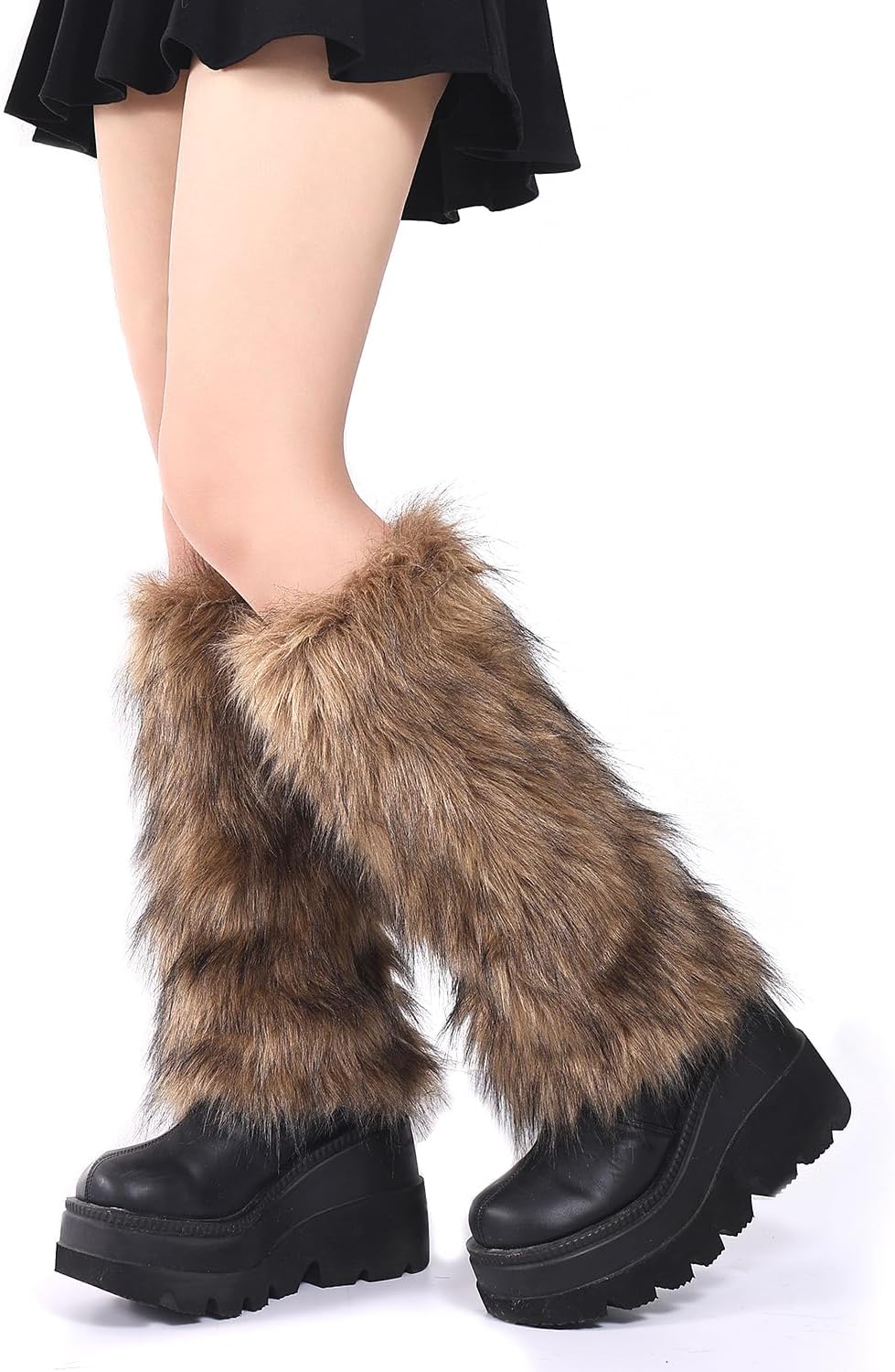 OSPNIEEK Womens Faux Fur Furry Leg Warmers - Image 2