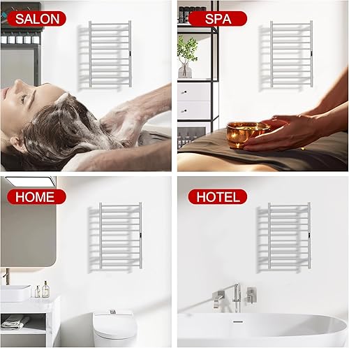 Miniatura 8 de Calentador eléctrico de toallas, calentador de toallas de calefacción, temporizador y control de temperatura, enchufe montado en la pared para baño,