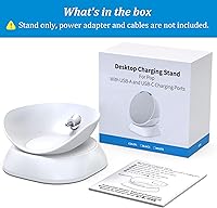 Vista 6 de PlusAcc Soporte para Pop con puertos de carga USB-C y USB-A, estación base de soporte de mesa para cargar teléfonos celulares y auriculares, base