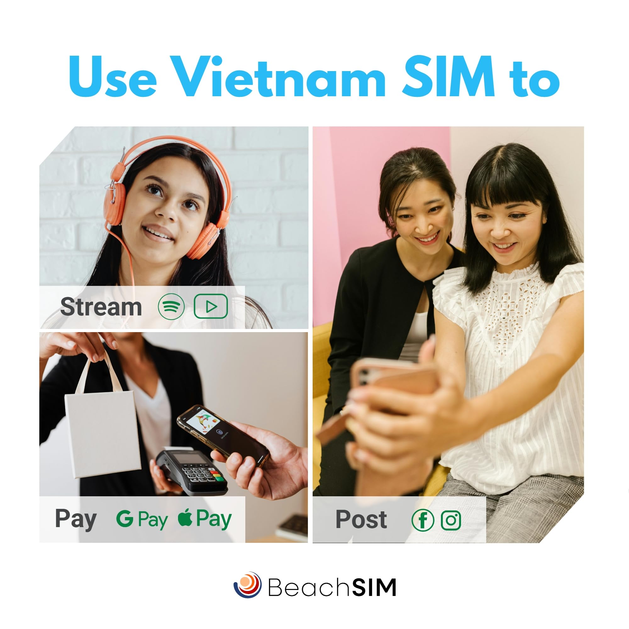 Vietnam SIM Karte 30 Tage. 12 GB mit 4G/5G-Netz. Einfaches Aufladen. Schnelle Aktivierung. Funktioniert auf iOS- und Android-Geräten. Nur Daten.