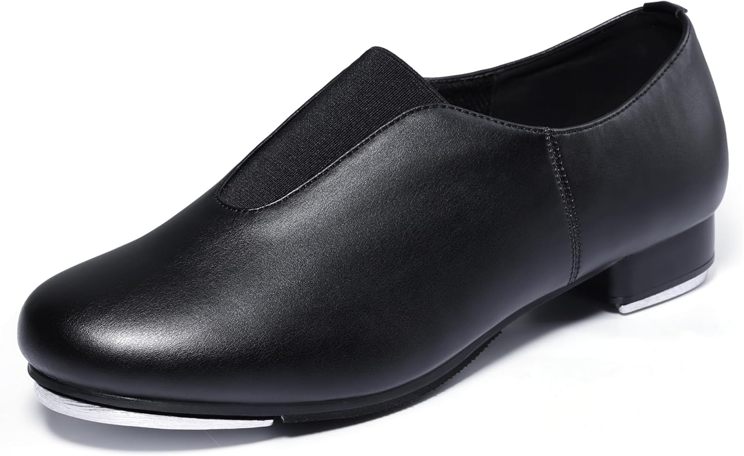 Linodes Unisex Soft Leather Upper Top Elastic Slip on Tap Shoe Dance Shoes for Women and Men's Dance Shoes