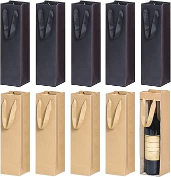 GREENBOX 25 Stück Flaschentüten Aus Kraftpapier - Edle Geschenkverpackung Für Weinflaschen 14x8x40cm